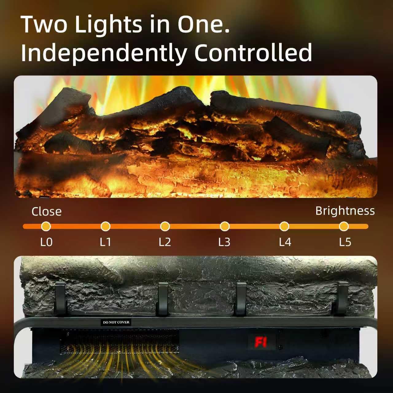 Kentsky 24.5" WiFi Freestanding Electric Fireplace Log Set, Fireplace Insert Heater with 9H Timer, Thermostat, 6 Flame Colors, 5 Levels Brightness & Speeds, 750W/1500W, App & Remote Control