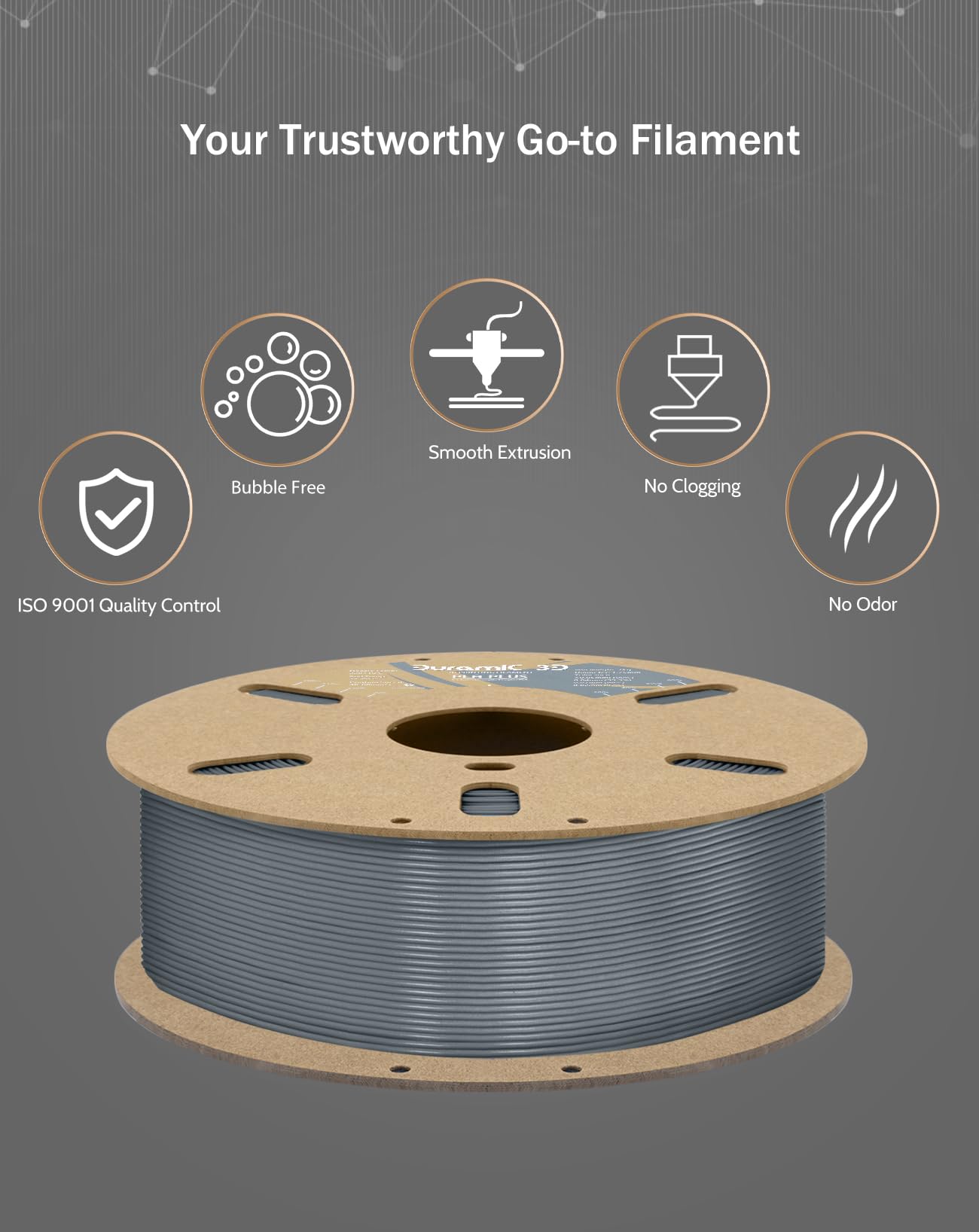 Duramic 3D Pla+ Filament 1.75Mm 1Kg Silver, Pla Plus Filament 1Kg Spool(2.2Lbs) Tougher And Stronger, Dimensional Accuracy Proba