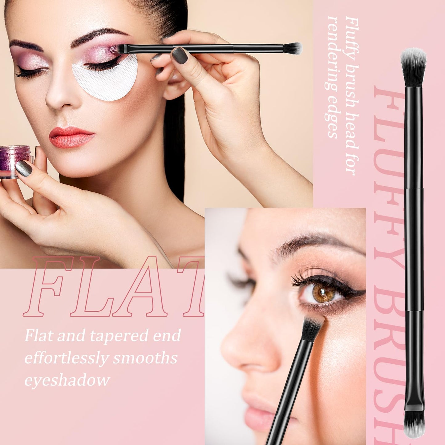 Perthlin 12 Pcs Eyeshadow Smudge Brush 2 in 1 Eyeshadow Double Ended Concealer Brush Under Eye Small Soft Firm Pointed Foundatio