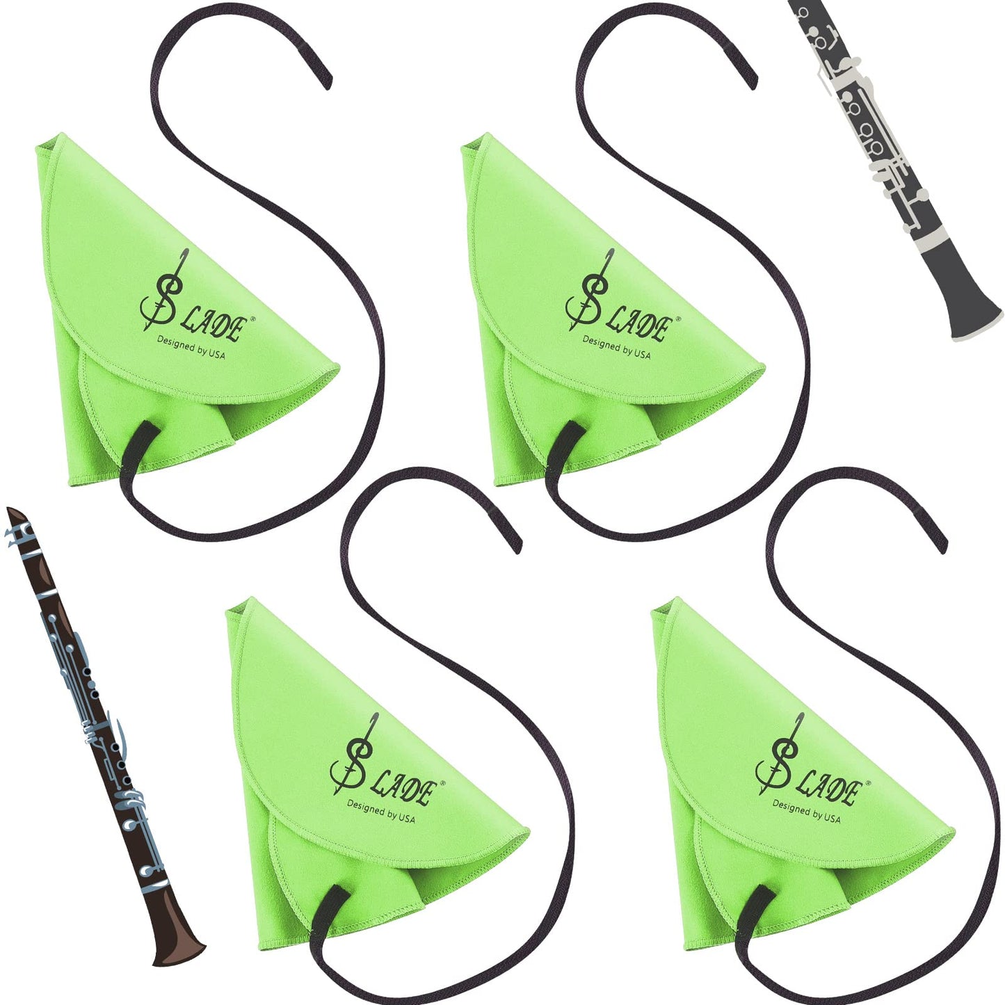 Yinder 8 Pcs Clarinet Swab Cloth Clarinet Cleaner Cleaning Cloth Swab for Inside Tube Suitable Piccolo Flute Sax Saxophone (Gree