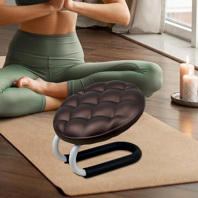 Ergonomic Meditation Bench, Mindfulness Prayer Seat, 18x12in Portable Kneeler Stool, Solid Wood Cushioned Model, Meditation Furniture with Foldable Design, Mindfulness Seat for Home Office Room Adults