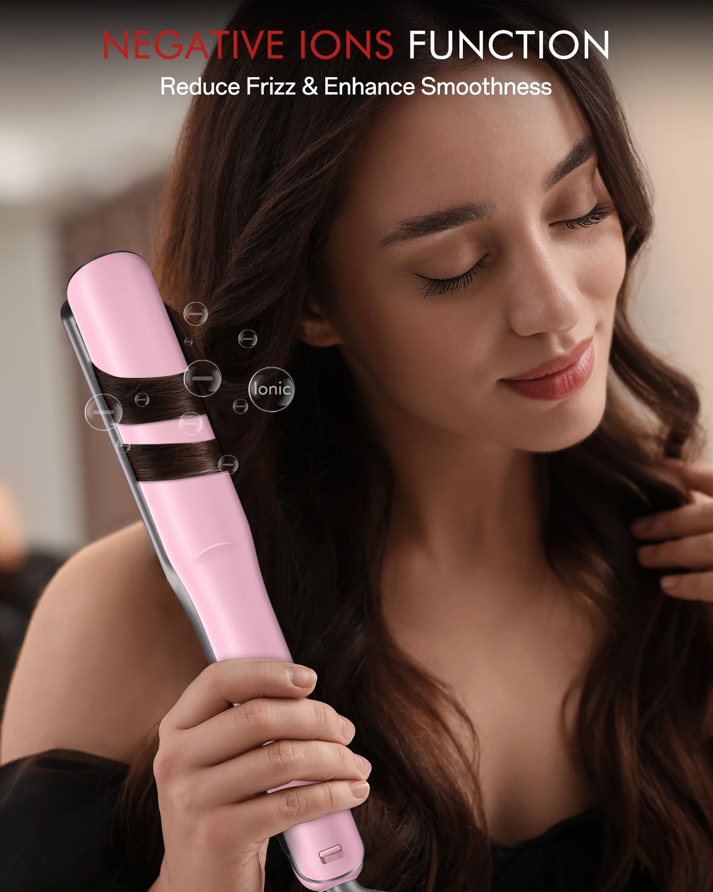 Betahouse Flat Iron Hair Straightener Airflow Curling Iron, Hair Straightener and Curler 2 in 1, 1 Inch Ionic Curling Wand with