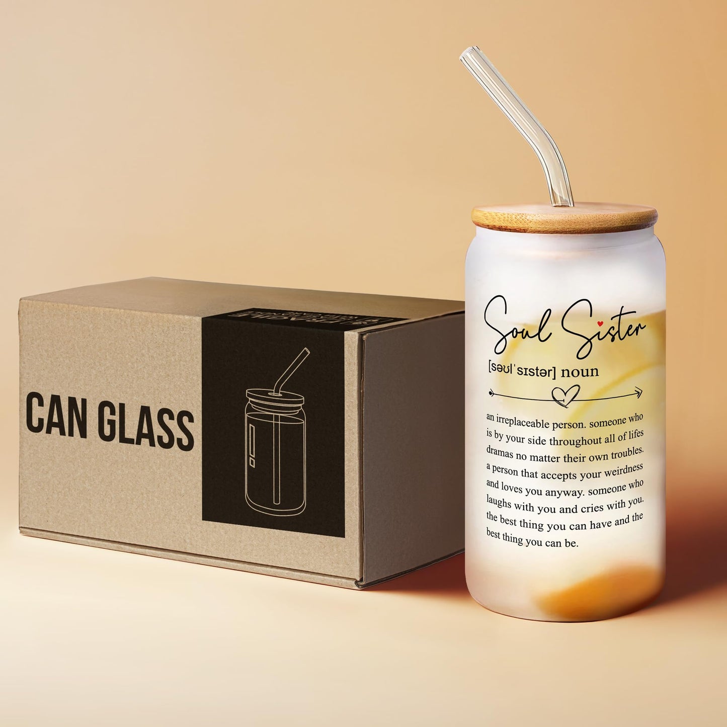 GINGULMINA Friendship Gifts for Women Friends - Mothers Day Gifts for Friends Female - Gift for Sister, Gift for Best Friend - Birthday Ideas for Best Friend Women, Bestie - 16 Oz Can Glass