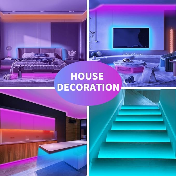 KSIPZE 200ft (2 Rolls of 100 ft) Led Strip Lights RGB Music Sync Color Changing Led Lights with Smart App Control Remote Led Lights for Bedroom Room Lighting Flexible Home Décor