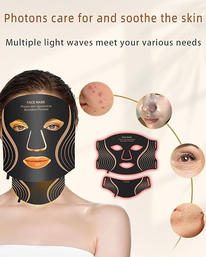 Red Light Therapy Mask for Face,LED Light Therapy Mask Skin Care Mask & Neck,Infrared Lights Masks for Home Working Travel Yoga Sleep