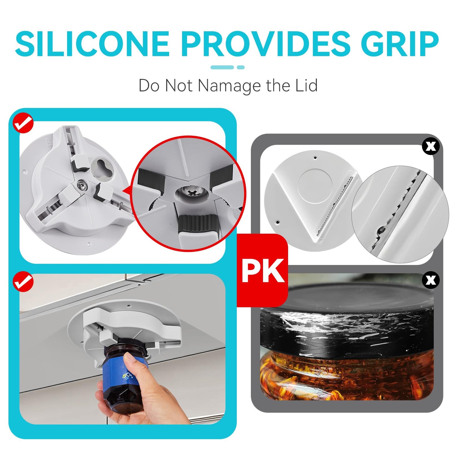 Banyaa Jar Opener Bottle Opener for Seniors with Arthritis - Under Cabinet Jar Opener for Weak Hands, Rotary Lid Opener, Easy Twist-Off Lids for Jars & Bottles, Original Kitchen Gadgets (White)