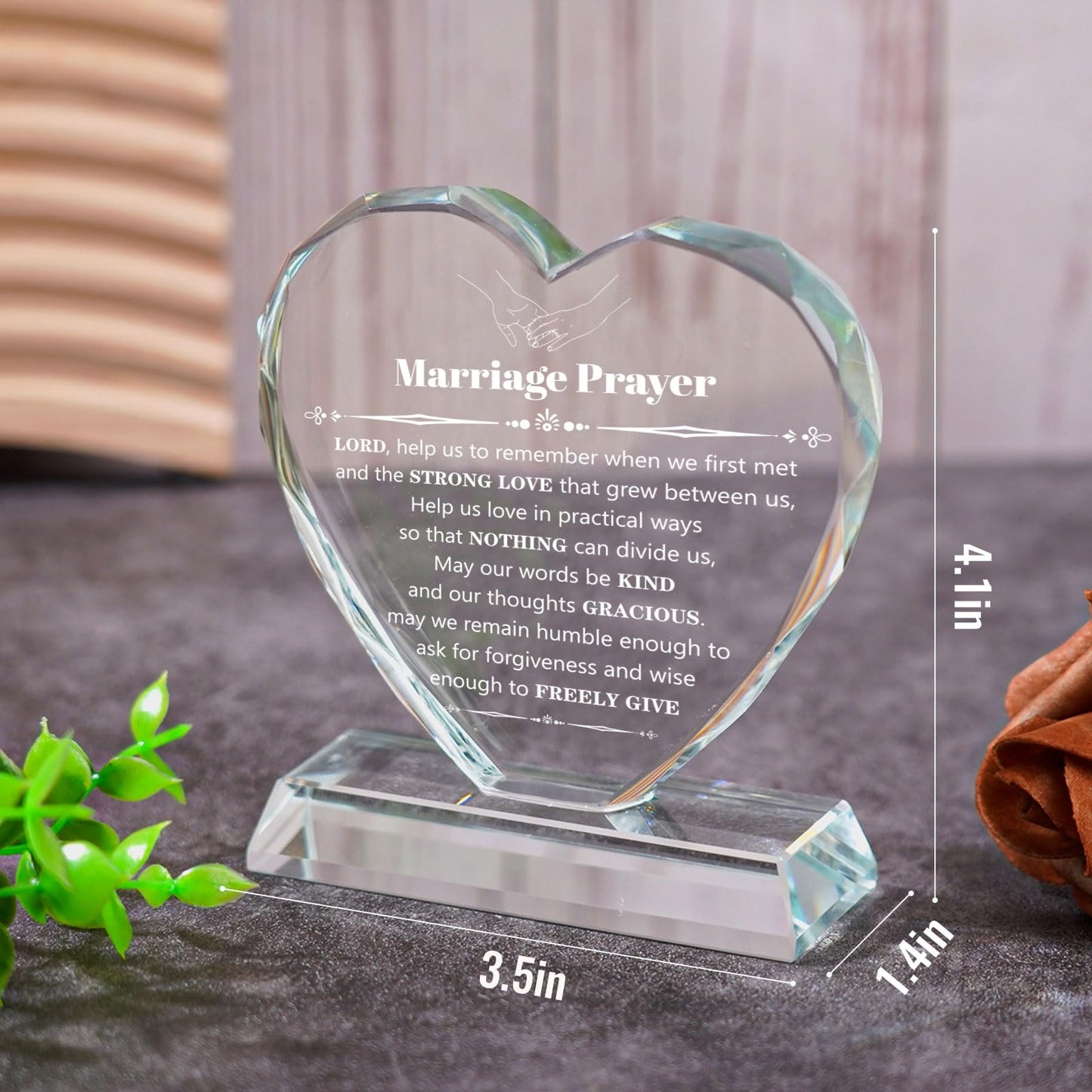 Wedding Gifts for Couples 2025, Marriage Prayer Plaque, Unique K9 Crystal with Inspiring Quotes, Anniversary Wedding Gifts for Couples, Newlywed Mr and Mrs Gifts.