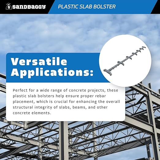 Sandbaggy Plastic Slab Bolster - Continuous Rebar Support Chair - Snap & Lock Ends, Flexible Design - 29 Rebar Capacity (4000, 3/4 in x 2.5 ft (H x L))