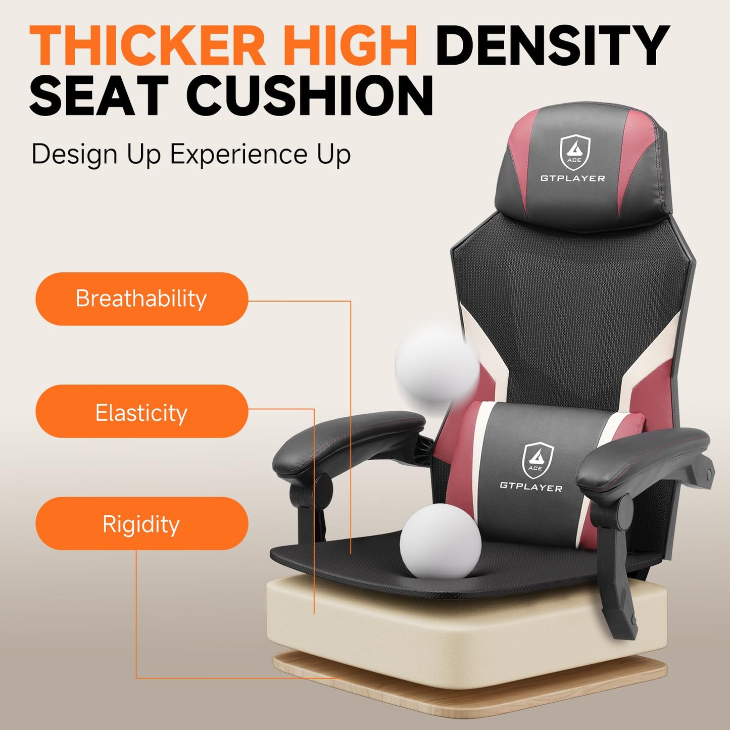 GTPLAYER Computer Chair with Adjustable Footrest, Ergonomic Gaming Chair with Headrest and Lumbar Support, Breathable Mesh Office Chair for Adults, High Back Reclining Desk Chair for Gaming and Office