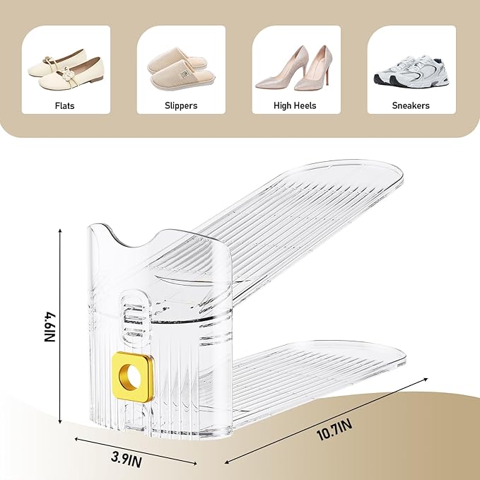 Shoe Slots Organizer for Closet, Shoe Stacker Organizer Double Layer Stack Shoes Rack, Shoe Display Shelf 50% Space Saver Storage Holder for Closet, 30 Pack