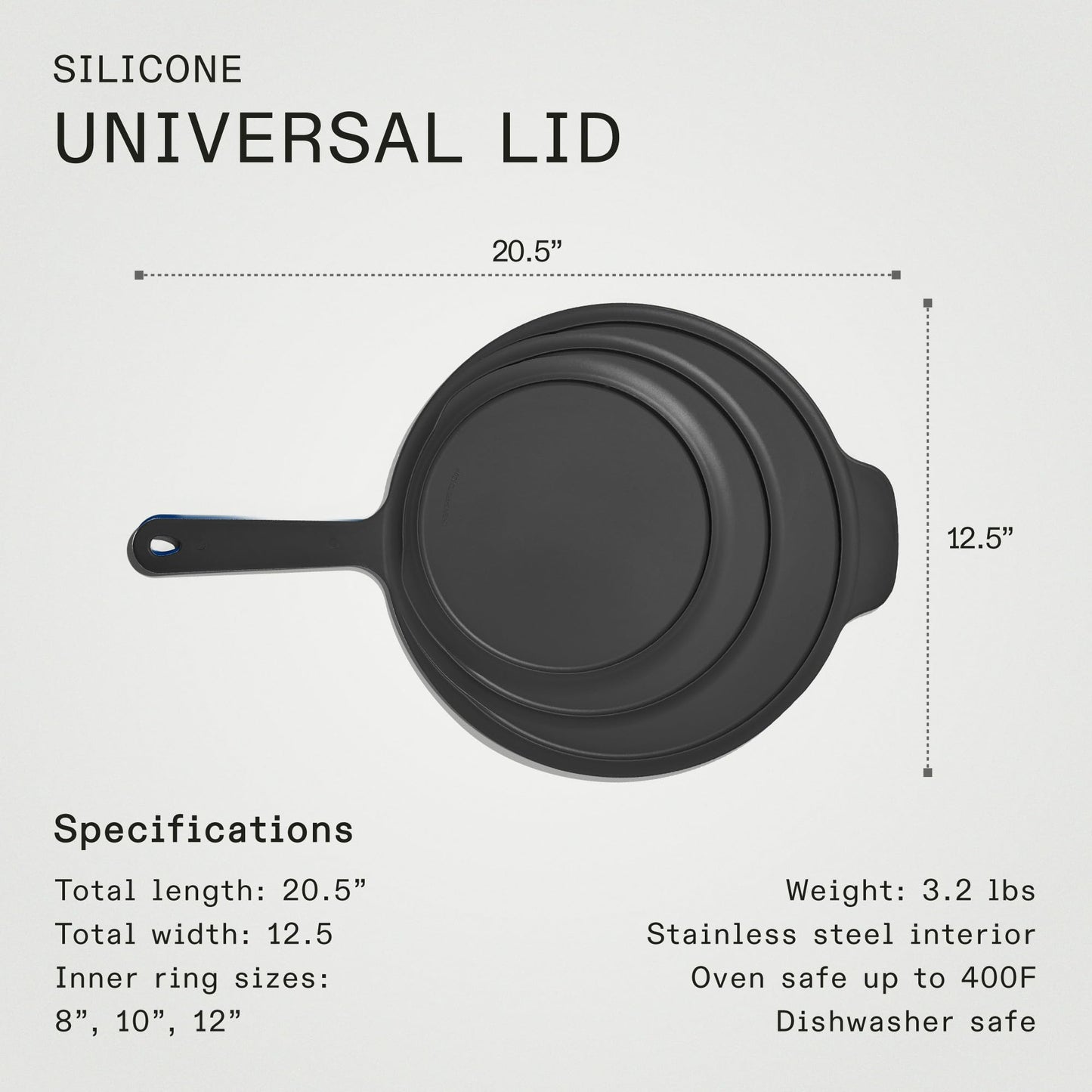 Made In Cookware | 3-Piece Stainless Clad Frying Pan Set with Universal Silicone Lid | 5 Ply Stainless Clad | Professional Cookware | Crafted in Italy | Induction Compatible