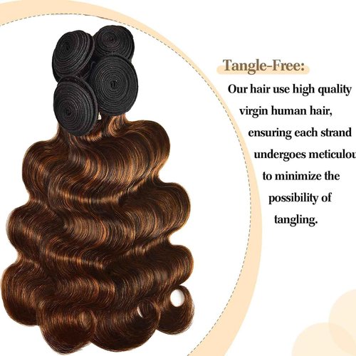 Fabimiya Human Hair Bundles 16 18 20 Inch Chocolate Brown P4/30 Body Wave Bundles Human Hair 100% Unprocessed Soft Sewn In Hair with Double Weft for Black Women