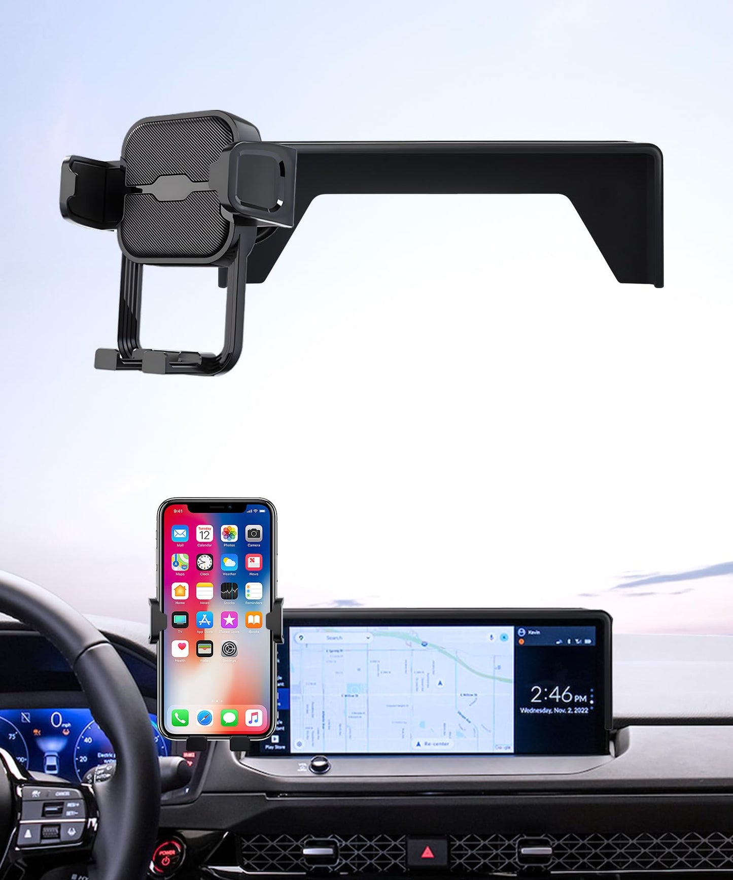 Masergogo Car Phone Holder For 2023-2025 Honda Accord/Hybrid, 360 Rotation, 12.3 Inch Screen Fixed Clip, Auto Accessories Naviga