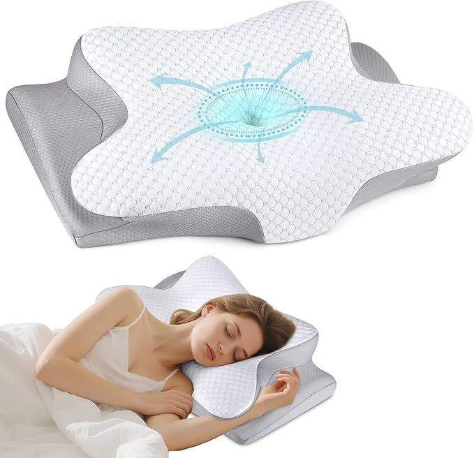 Cervical Neck Pillow for Sleeping - Ergonomic Side Sleeper Pillow for Pain Relief, Contour Cervical Pillow for Neck Suppor...