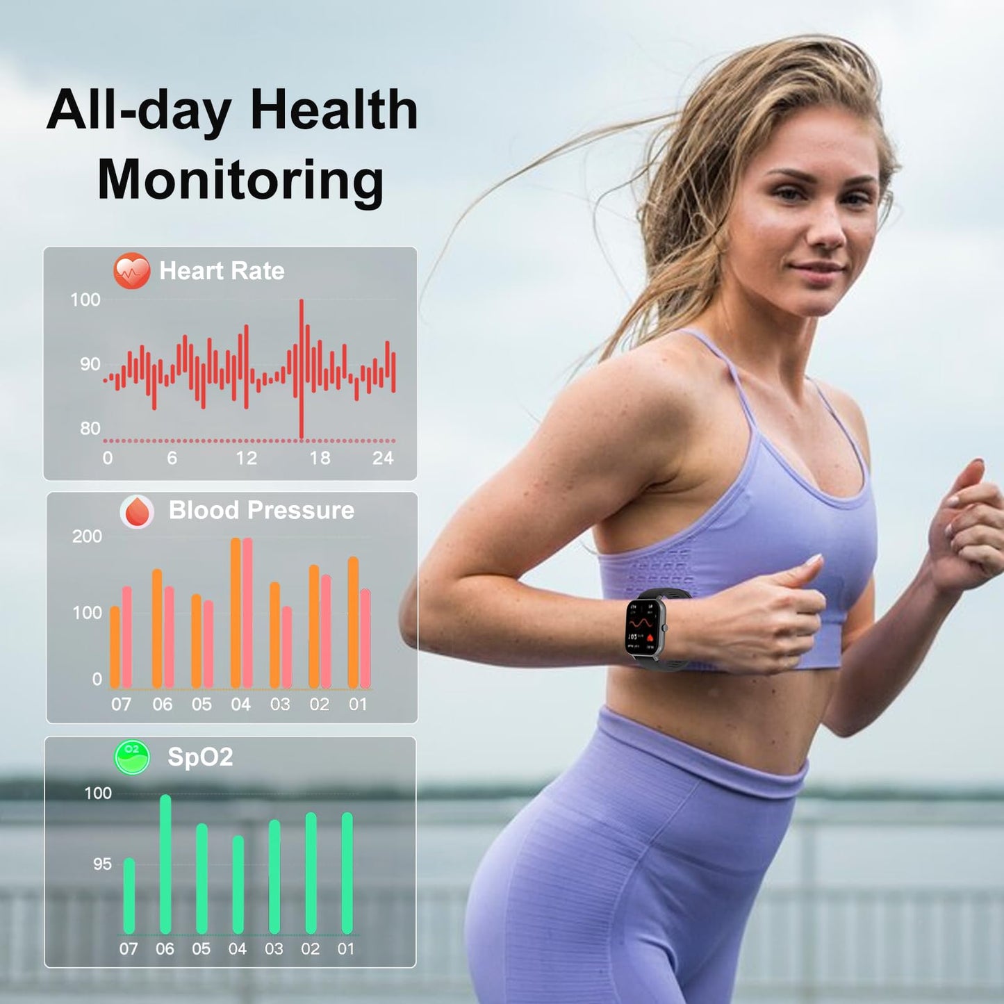 Pleivo Smart Watch, 1.83  Smartwatches For Men Women,Fitness Tracker With Heart Rate Spo2 Sleep Monitor,110+ Sport Modes, Ip68 W