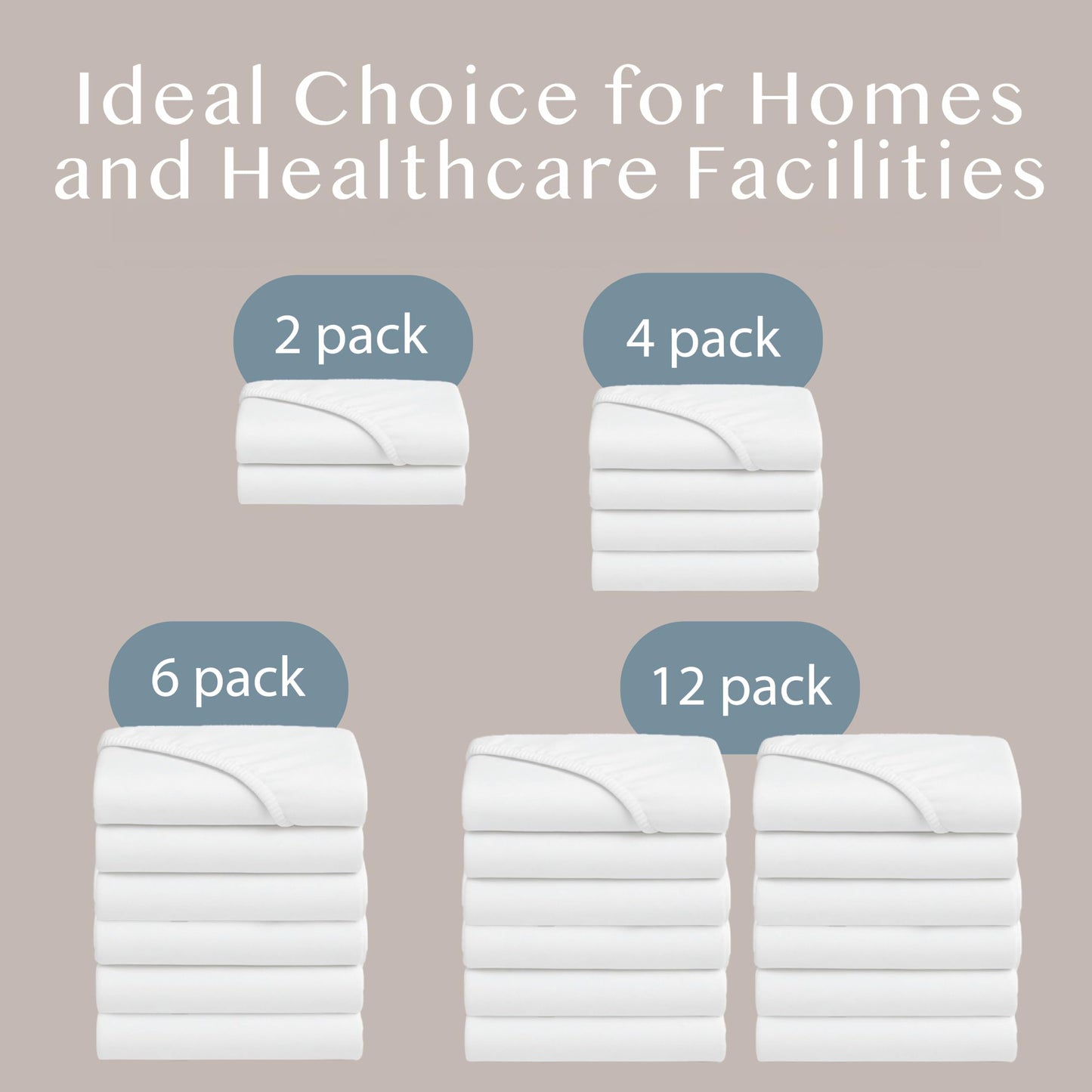 BLISSFORD - 4 Pack Fitted Hospital Bed Sheets with Elastic All Around for a Cotton Rich Soft Knitted Jersey Sheet, 36” x 84” x 12”