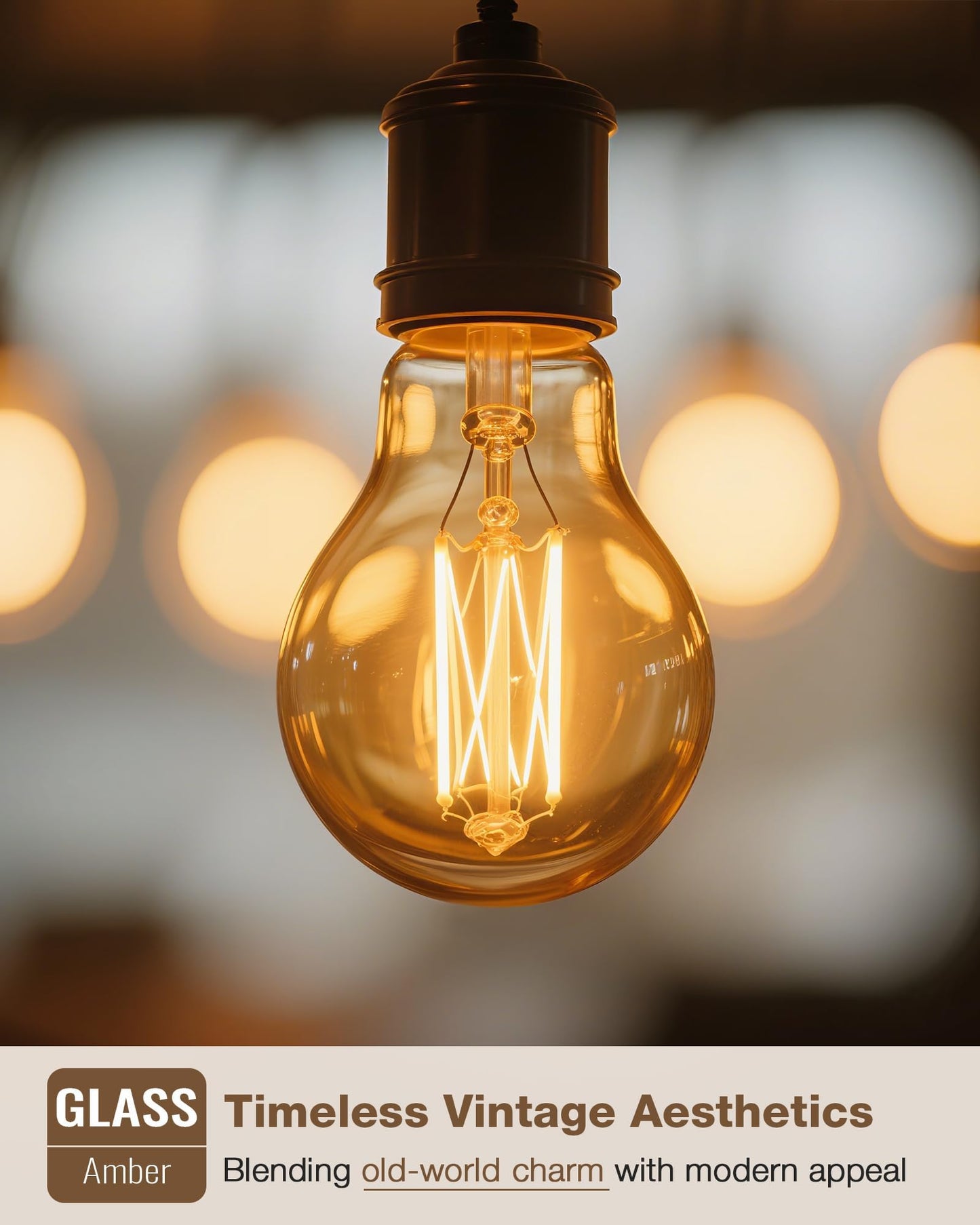 Lafoy A19 E26 Amber Light Bulbs 2200K Soft Warm, Vintage LED Edison Bulbs 60 Watt Equivalent, Dimmable Antique Old-Fashioned Style 60W Replacement, 550 Lumen Medium Base Lightbulbs, 120V 6 Pack