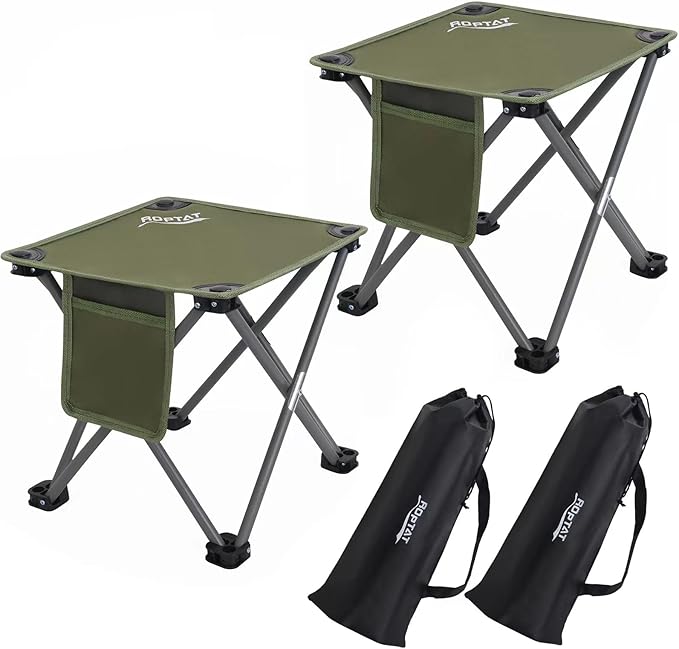Roptat 2 Pack Camping Stool,Portable Folding Compact Lightweight Stool Seat for Camping Fishing Hiking Gardening Outdoor W...