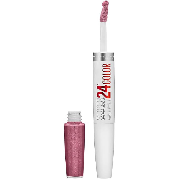 Maybelline Super Stay 24, 2-Step Liquid Lipstick Makeup, Long Lasting Highly Pigmented Color with Moisturizing Balm, Perpetual Plum, Purple, 1 Count