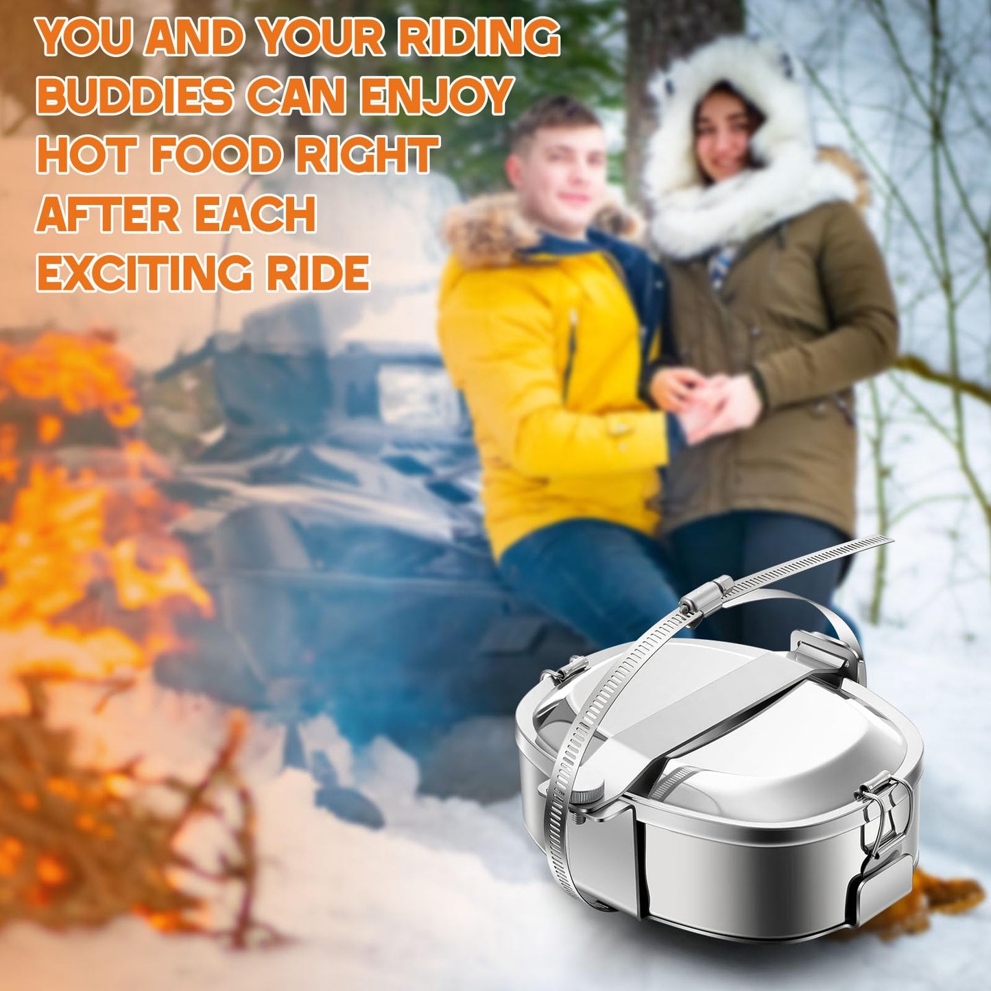 Reallnaive 2 Pcs Snowmobile Exhaust Food Warmer UTV Stainless Steel Muffler Exhaust Cooker Compatible with Arctic Cat Polaris ATV Motorcycle Snowmobile Lunch Box Food-Grade Hot Dog Warmer