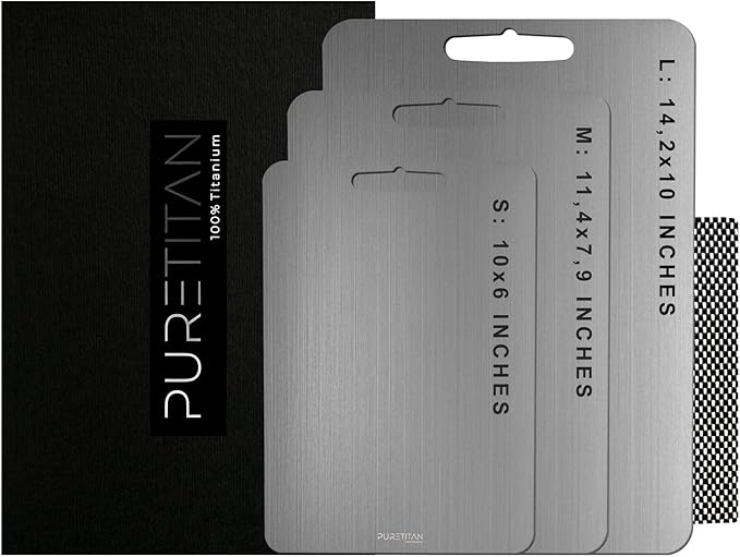 Pure Titan® Non-Porous Titanium Cutting Board – Superior Hygiene, Dishwasher Safe & Non-Slip | Ideal for Chefs, Raw Meat, ...