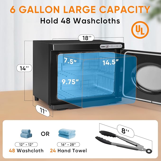 ROMECH 23L Hot Towel Warmer Cabinet, Professional Towel Heater with LED Temperature Display Setting, Extra Large Capacity Towel Warmers for Spa Massage Salon Home (Black, 23L)
