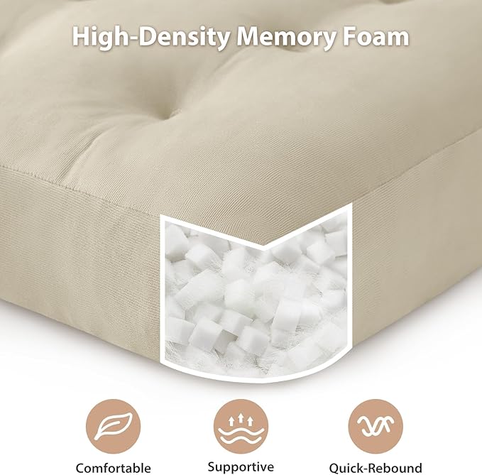 SM-XLHN Meditation Floor Pillow Set of 4, Square Large Pillows Seating for Adults, Meditation Cushion Pillow,Tufted Corduroy Cushion for Tatami Living Room or Yoga, Beige, 22x22 Inch