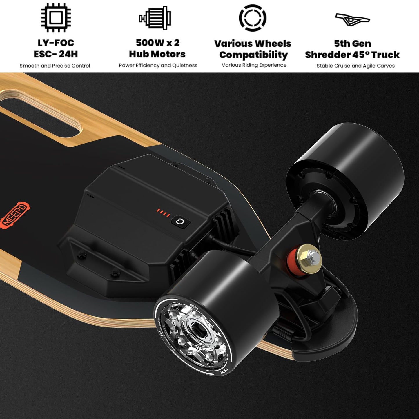 MEEPO Campus V3 Series/Envy Electric Skateboard with Remote, Top Speed Up to 29 Mph, 4 Speed Smooth Braking, Easy Carry Handle Design, Suitable for Adults & Teens