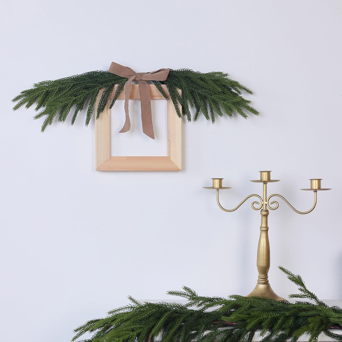 YXZZWL 16 Pcs 18 Inch Real Touch Artificial Norfolk Pine Branches, Faux Cedar Pine Stem Fake Greenery Pine Picks for Vase DIY Garland Wreath Home Decoration
