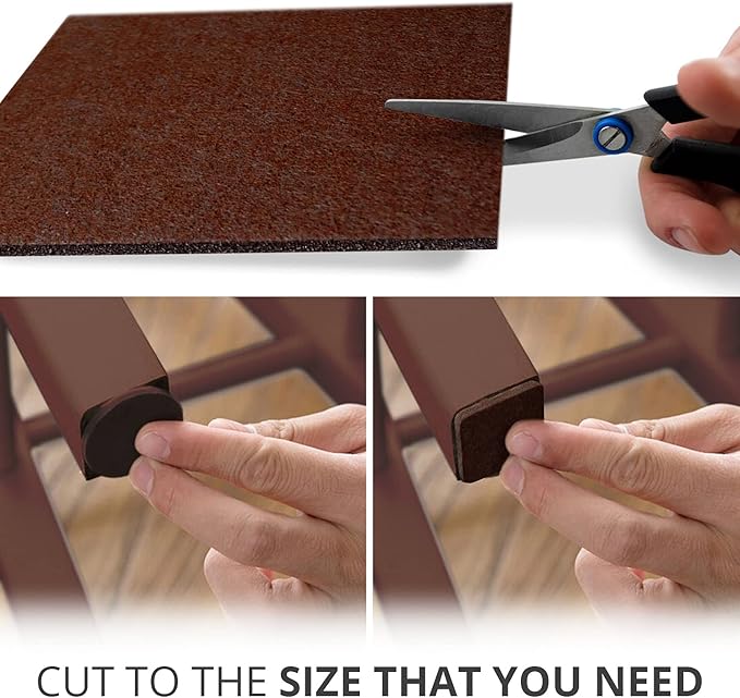 Felt Furniture Pads X-PROTECTOR - 10 Pack Premium 8”x6” Heavy Duty 1/5” Felt Sheets! Cut Furniture Felt Pads for Furniture Feet You Need – Best Furniture Pads for Hardwood Floors! Brown