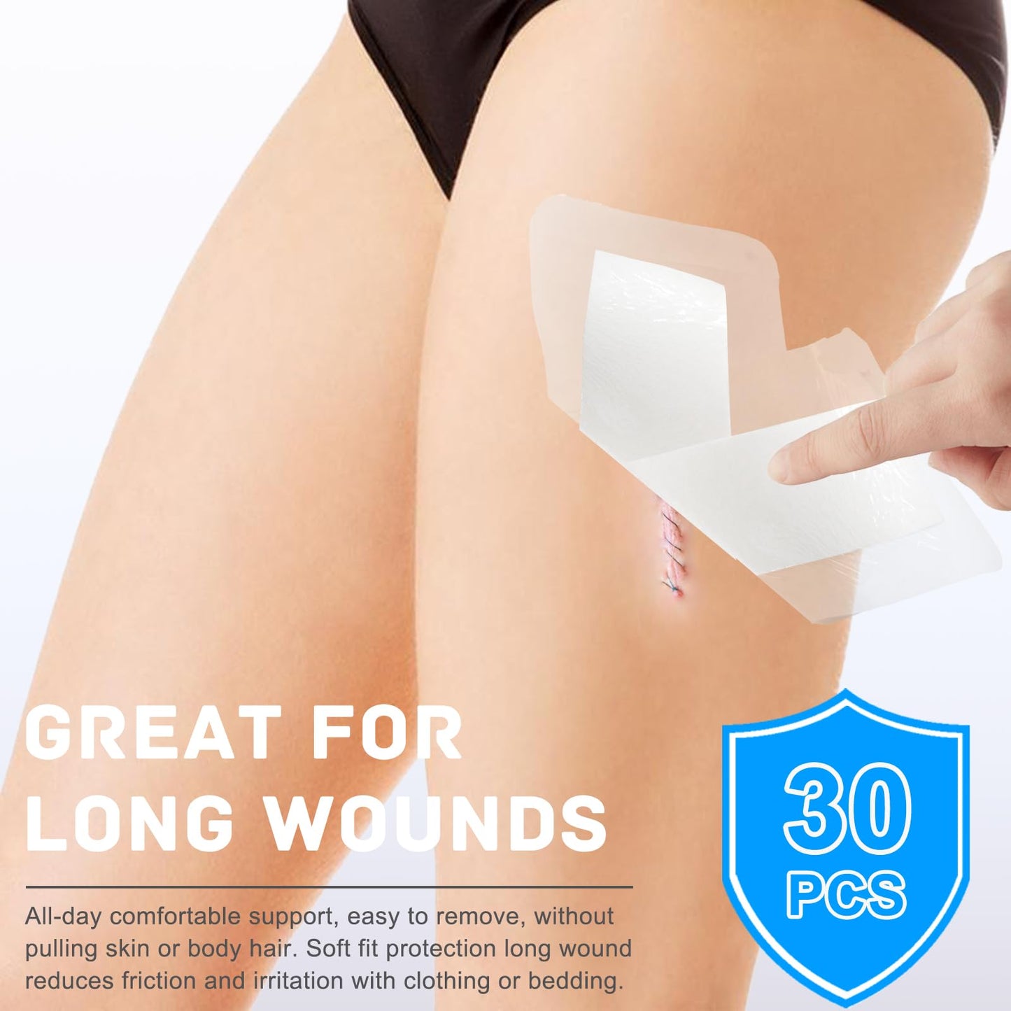30 Pack 4"x14" Waterproof Adhesive Island Dressing for Post-Surgery Recovery | Sterile Bordered Gauze Bandages with Non-Stick Pad for Knee/Hip Replacement, Surgical Incision Care & Shower Protection