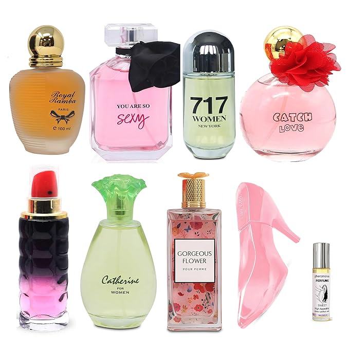 8-Piece Women's Perfume Collection with 10ml Rollerball, EDP Set, Variety of Long Lasting Fragrances for Women (combo I)
