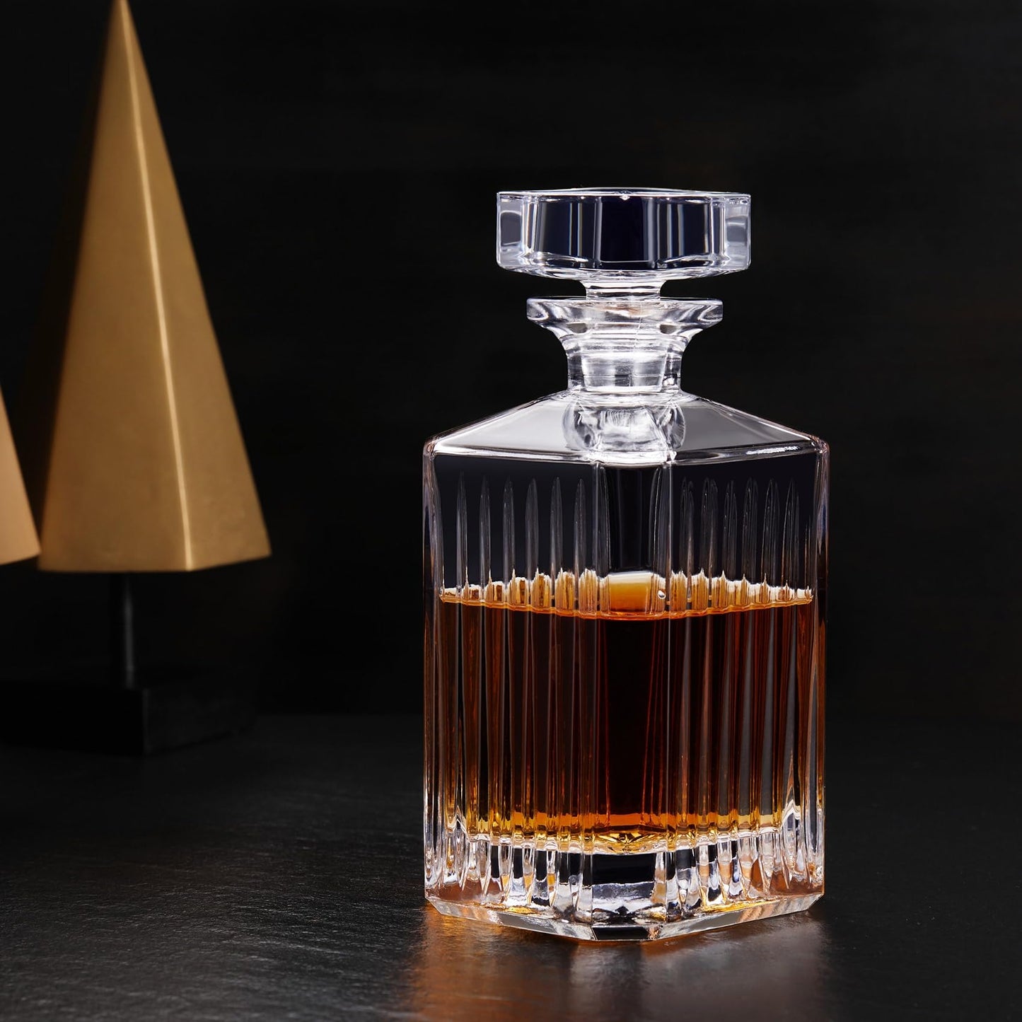 Royalrose Premium VertiLine Whiskey Decanter Set, A Timeless Gift for Men, Whiskey Glassware, 850ml, Anniversary Birthday Gifts for Him Husband Boyfriend (Whiskey Decanter)