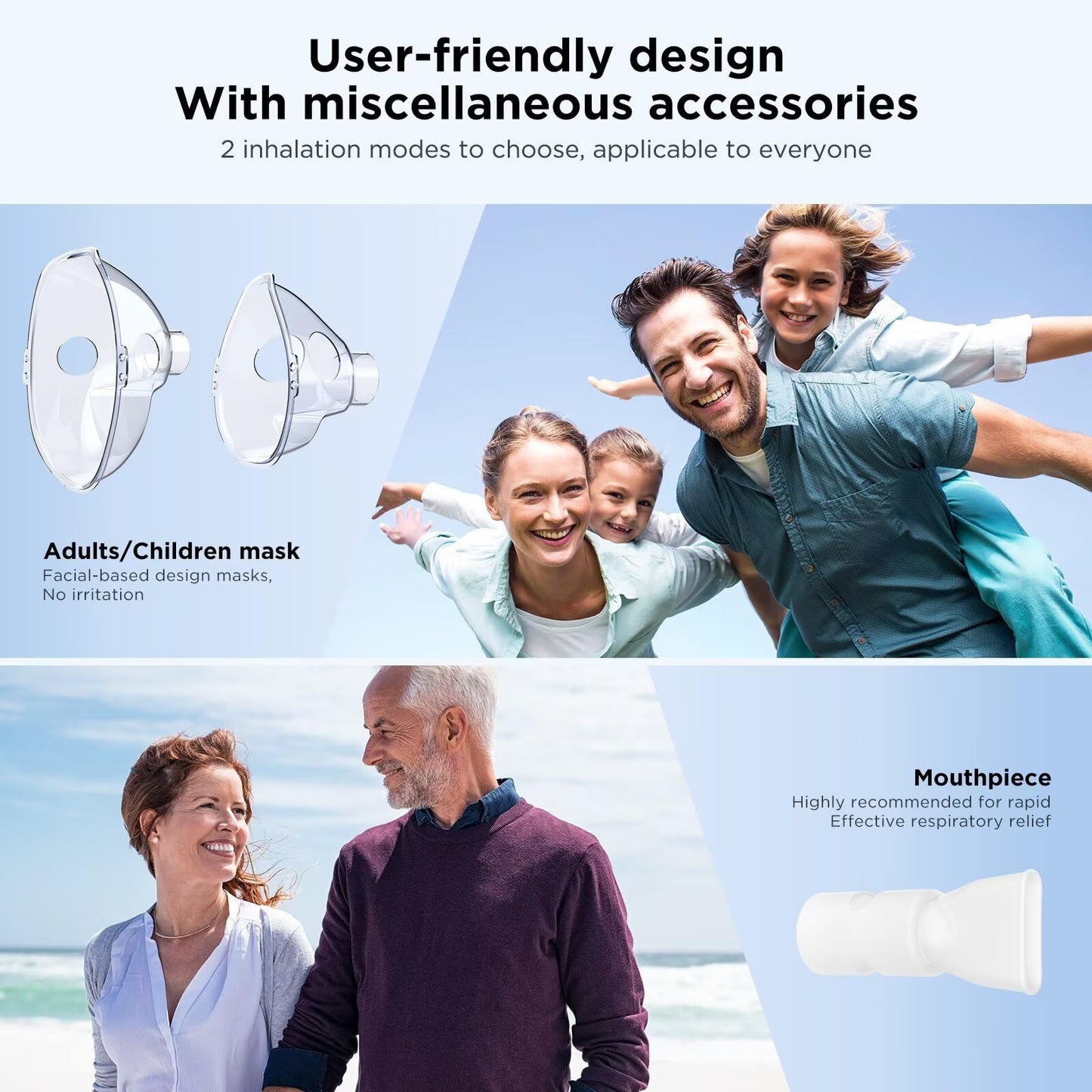 Portable Nebulizer - Nebulizer Machine for Adults and Kids, Mesh Nebulizer with Mouthpiece, Kids and Adults Mask for Travel and Home Usage