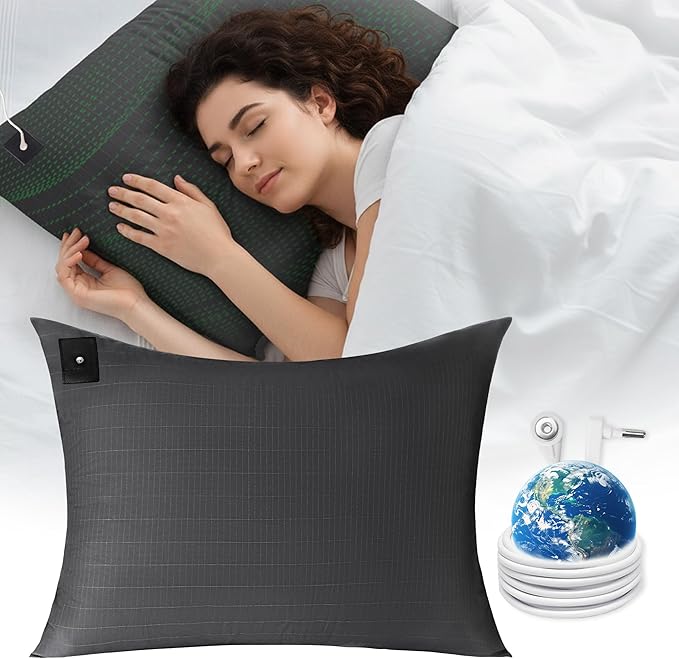 Groundingtop 1PC Grounding Pillowcase 10% Pure Silver Fiber+90% Cotton, Grounding Sheet at Home-Make You Healthier's Earth Connected Pillow Cover with Grounding Cord Included (Black, 20x30in)
