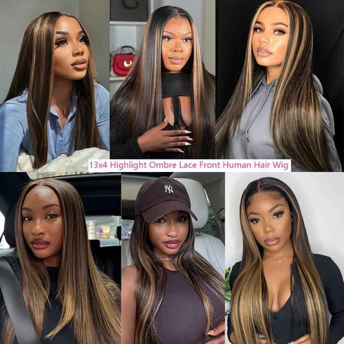 IFTIME Highlight Ombre Lace Front Wig Human Hair 180 density 22 inch straight wigs human hair 13x4 lace front wigs human hair wigs for black women