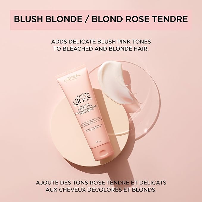 L’Oréal Paris Le Color Gloss One Step In-Shower Toning Hair Gloss, Neutralizes Brass, Conditions & Boosts Shine, Blush Blonde, 4 fl oz