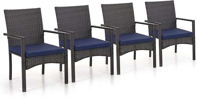 Sophia & William Patio Chairs Set of 4, 4 Pcs Lightweight Rattan Outdoor Dining Chairs, All-Weather Wicker Dining Chairs with Comfortable Seating