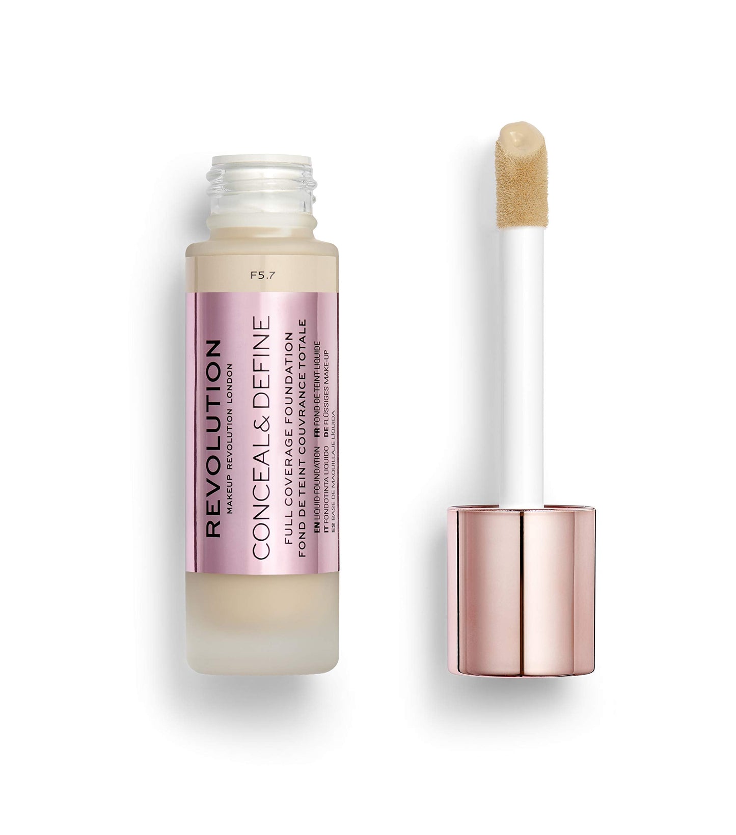 Revolution Beauty, Conceal & Define Foundation, Full Coverage, Long-Lasting Matte Finish, Vegan & Cruelty Free, F1 Fair Skin Ton