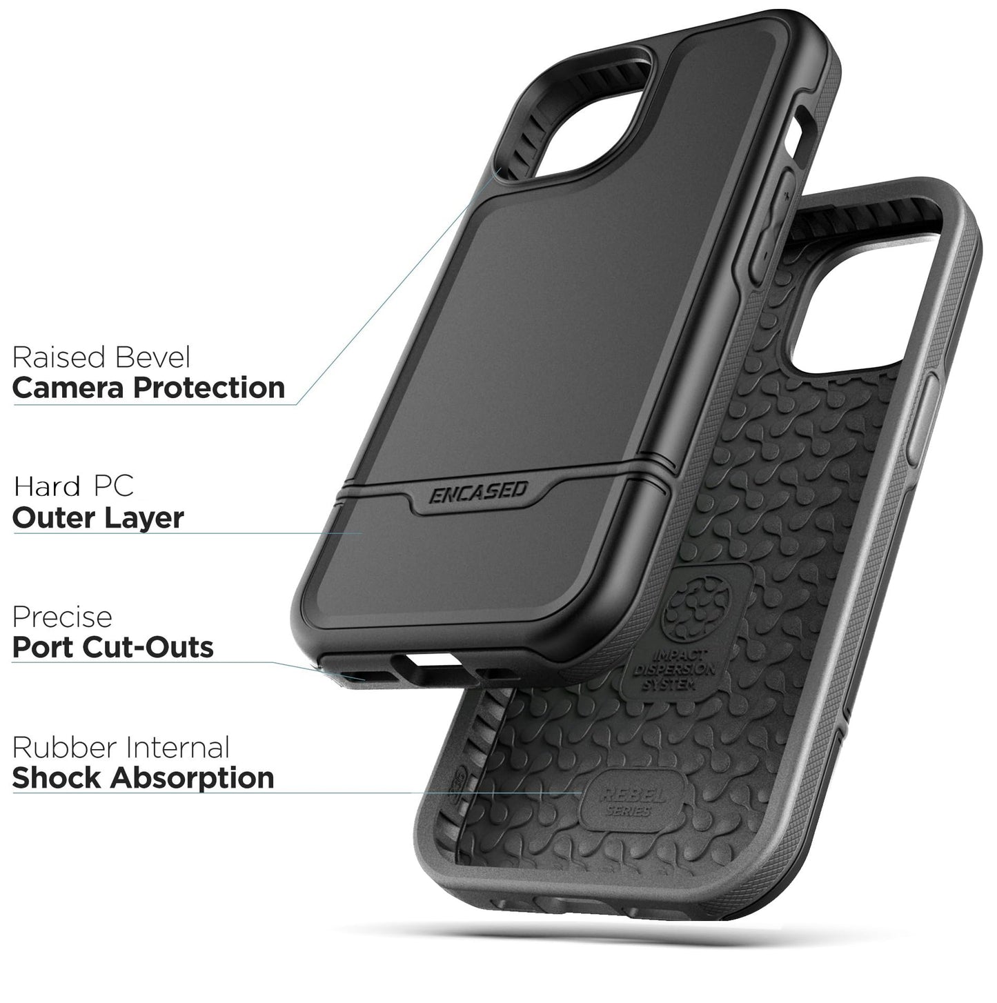 Protective Belt Case Designed For Iphone 15 Pro Max With Holster Clip [Rebel Series] Shockproof Heavy Duty Cover With Phone Hold