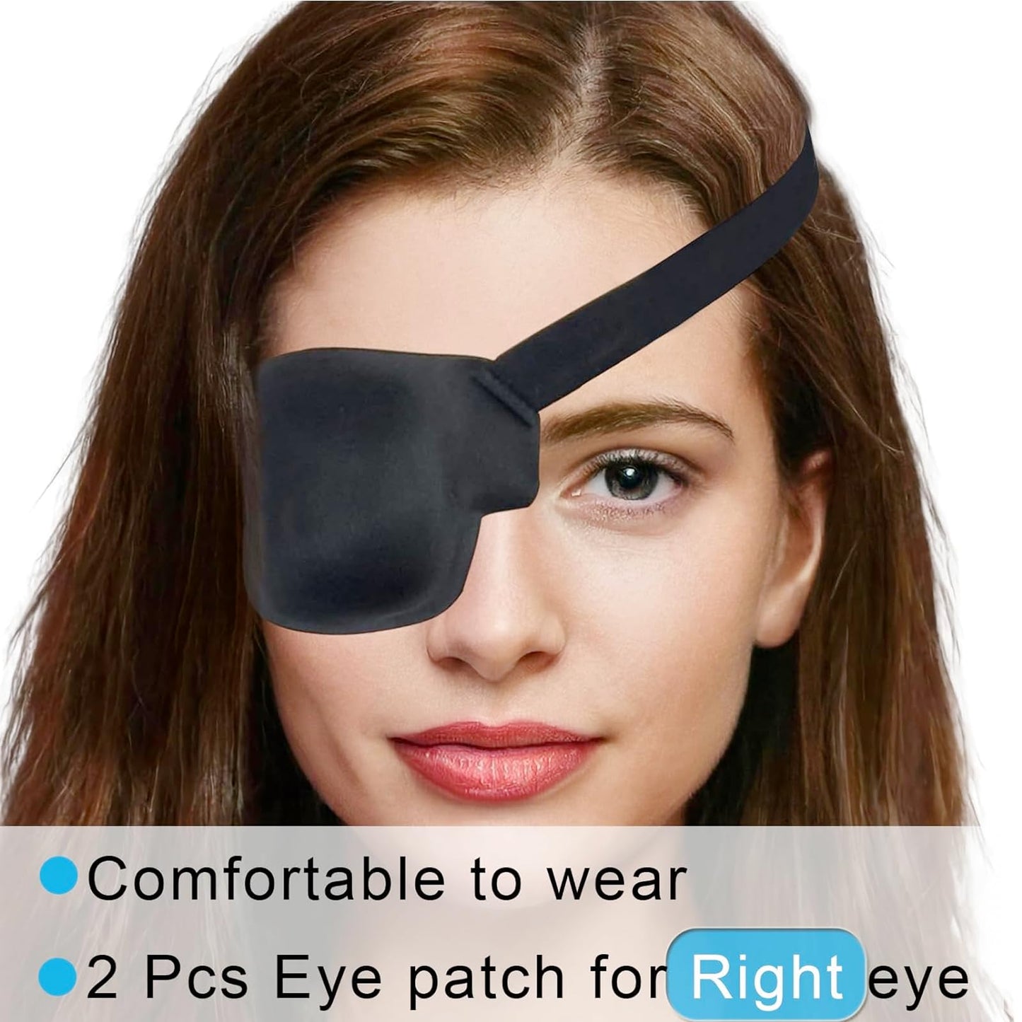 Vandorla Eye Patches for Adults and Kids, 2 Pcs 3D Eye Patch Black Adjustable Medical Eyepatch for Lazy Eye Amblyopia Strabismus and After Surgery (Right Eye)