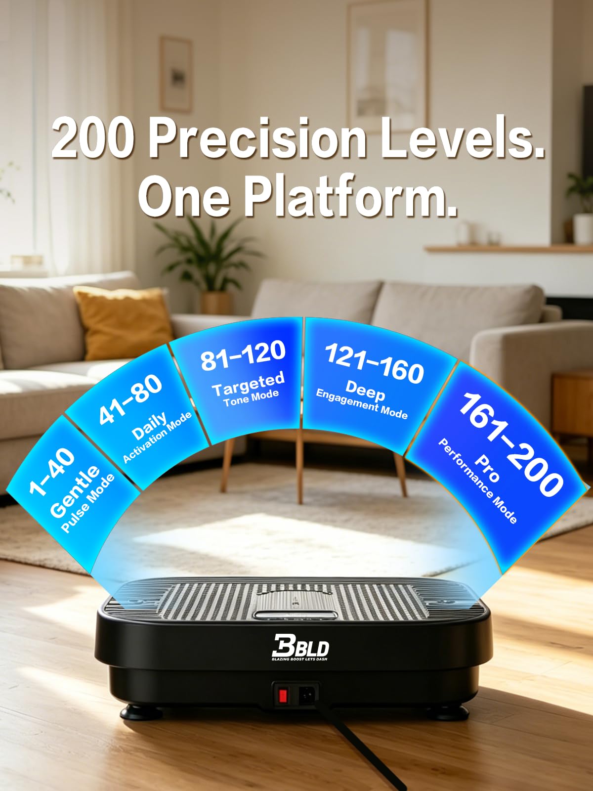 BBLD Vibration Plate Exercise Machine, 200 Levels Whole Body Vibration Platform for Body Toning, 330LB Capacity 4.3" Ultra-Thin Silent Fitness Plate with 10 Auto Modes for Home Gym