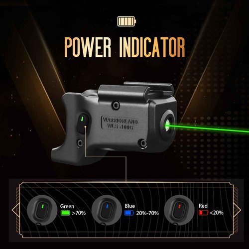 WARRIORLAND Green Laser Sight Fit Glock 43X MOS with Kydex Holster,Green Beam Sight with Power Indicator, Glock 43X MOS Laser with IWB Holster Right Hand, WLS-100G w/ G43X MOS