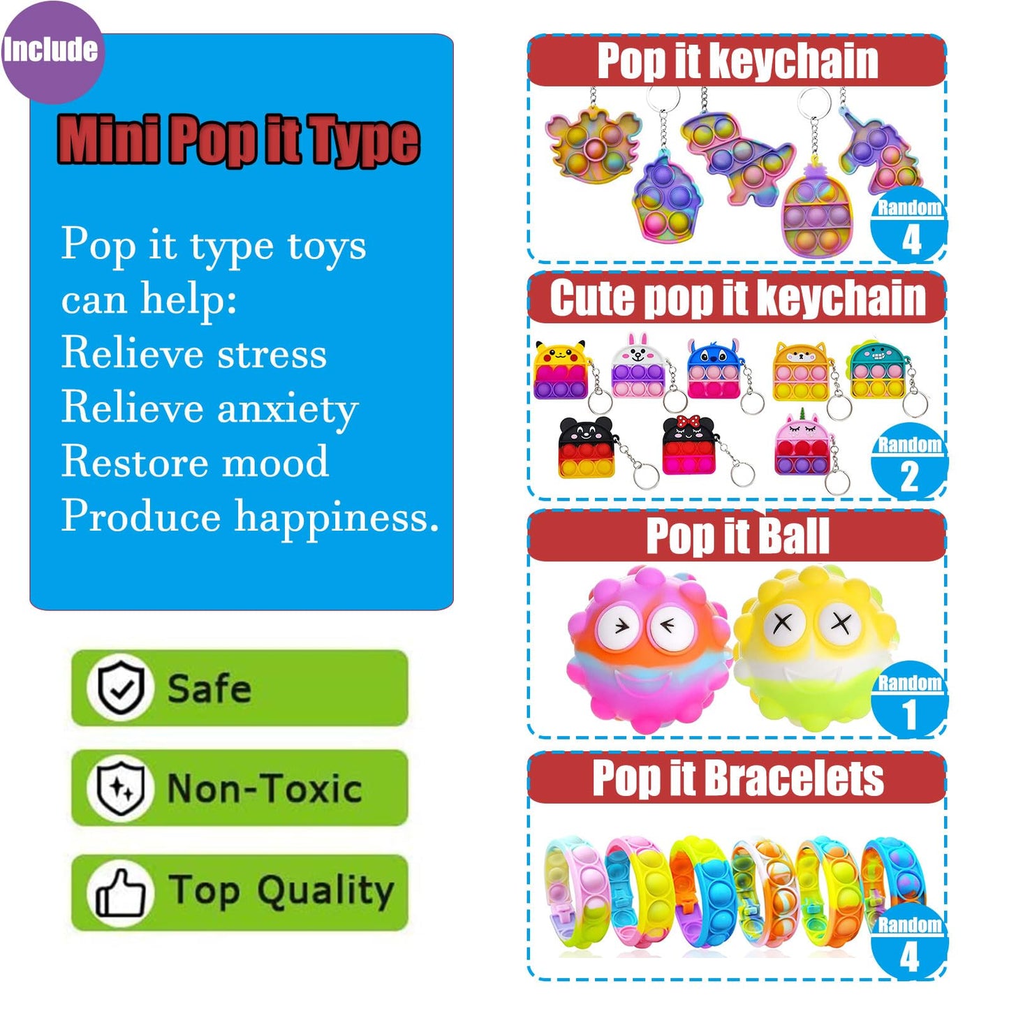 109 PCS Premium Party Favors Toys for Kids,Assortment Mini Pop Fidget it Toys for All Ages Kids,Classroom Prizes,Treasure Chest, Prize Box Toys, Goody Bag Fillers,Carnival Prizes for Boys Girls 4-10