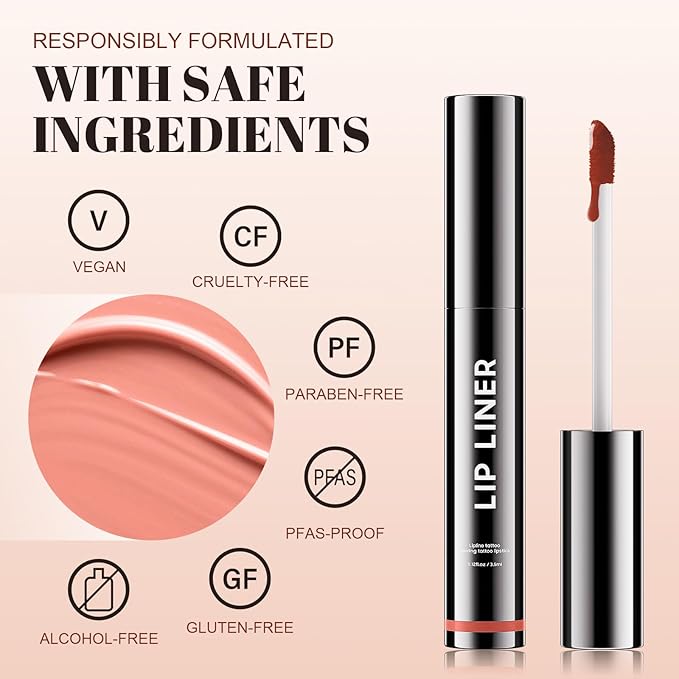 Lip Stain - Long Wear Tattoo Lip Liner, Waterproof & Transfer-proof Peel Off Lip Stain with Matte Finish, Lip Tint For All Skin Types, Great Gifts for Women (Cocoa)