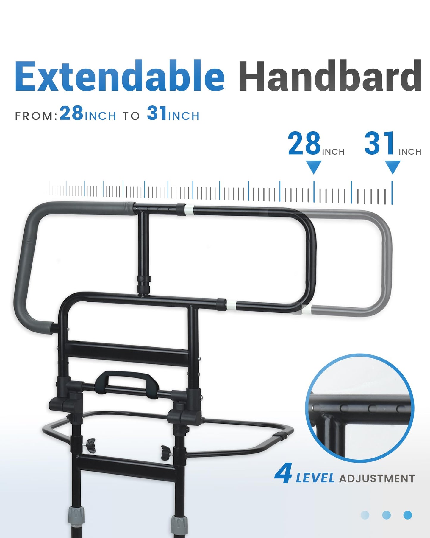 Sangohe Bed Rail for Elderly, Extra Large Heavy Duty Bed Rail for Senior, Foldable Bed Rails, Safety Bed Rails for Elderly Adults Getting in & Out of Bed, 504G
