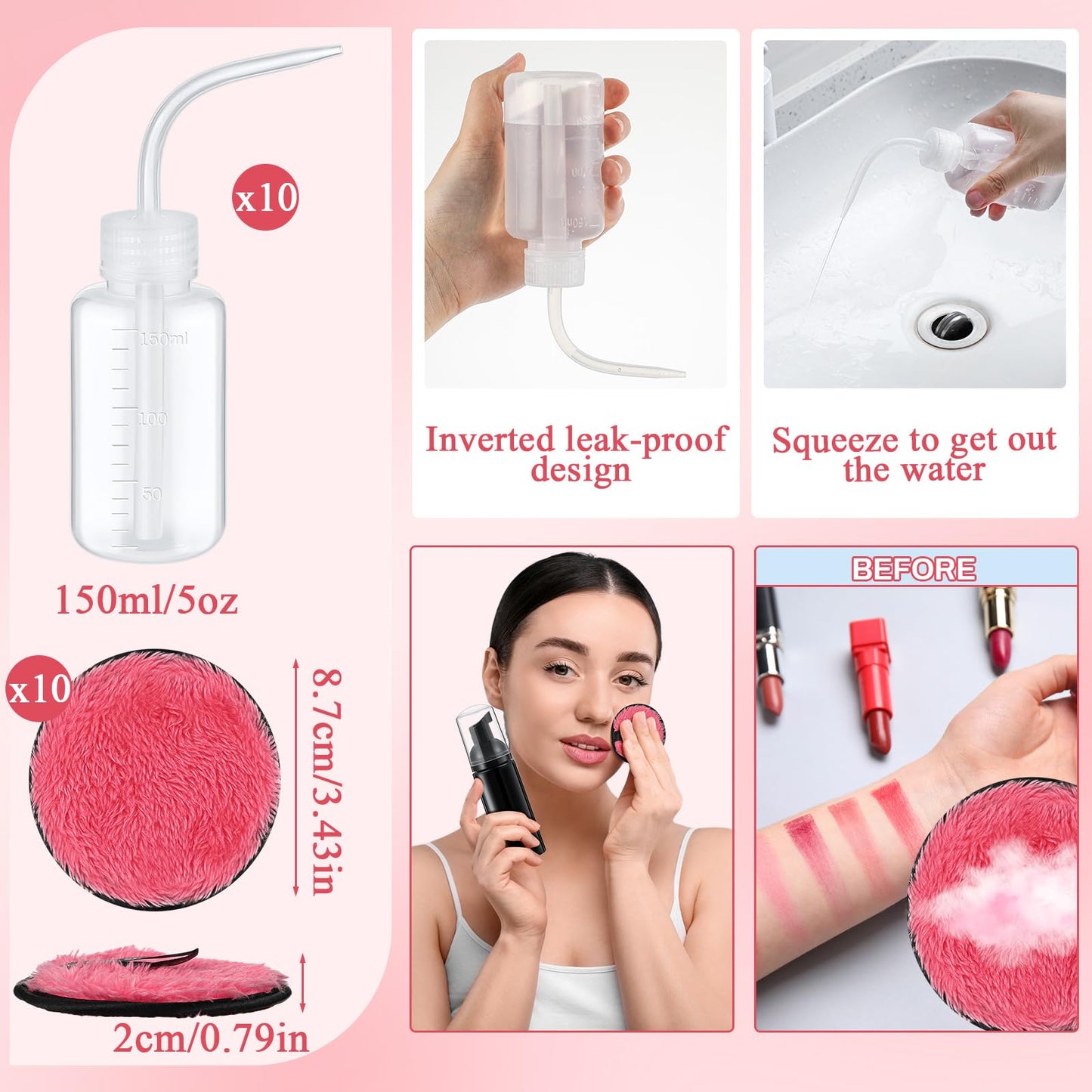 Dansib 60 Pcs Lash Shampoo Brushes Set 10 Lash Shampoo Brushes 10 Mascara Tubes and Wands 10 Foam Pump Bottle 10 Cleaning Rinse
