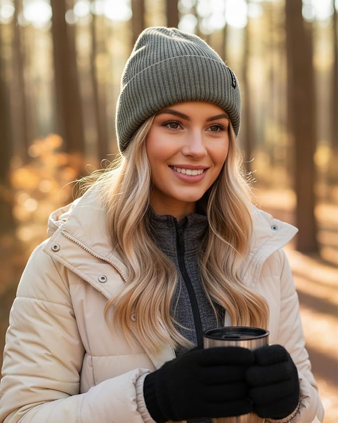 Zylioo Oversize Beanie Hats, XXL Big Size Ribbed Knit Cuffed Winter Hat for Cold Weather, Warm Skull Watch Cap