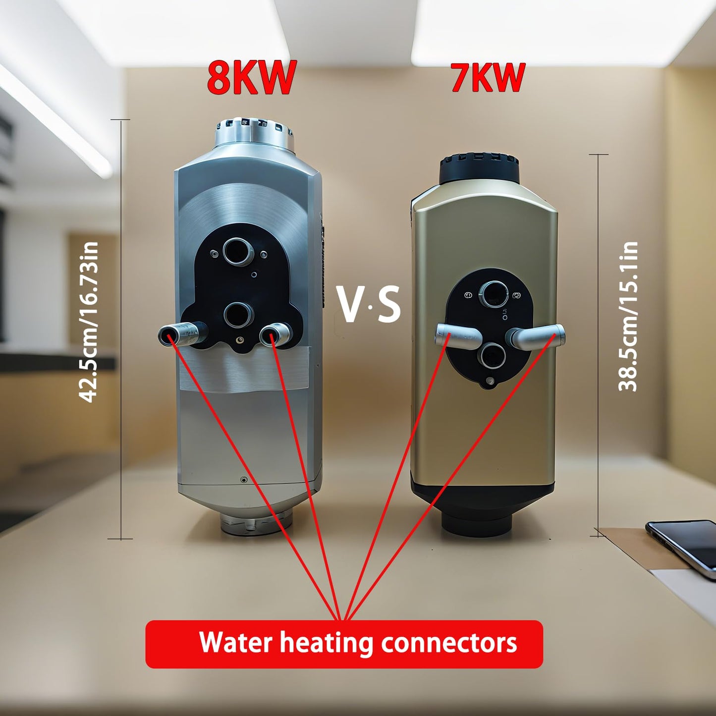 8KW Diesel Heater 12V for RV Water Tank Heating & Engine Preheating,Truck Cabin Heating System with Aviation Plug, Aluminum Alloy Housing & LCD Switch Control
