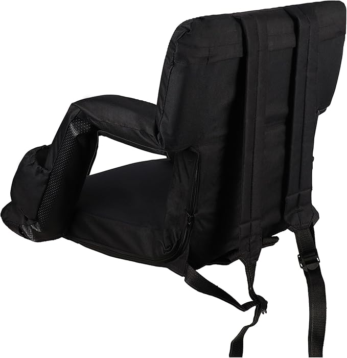 Anmiro Stadium Seats with Back Support Bleacher Chairs with Back and Extra Wide Cushion Thick Padded Bleacher Portable Reclining Seats for Football, Baseball and Basketball (Black, Small)